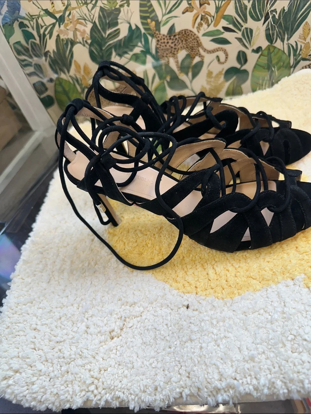Banana Republic Black Lace-Up Strappy Heels